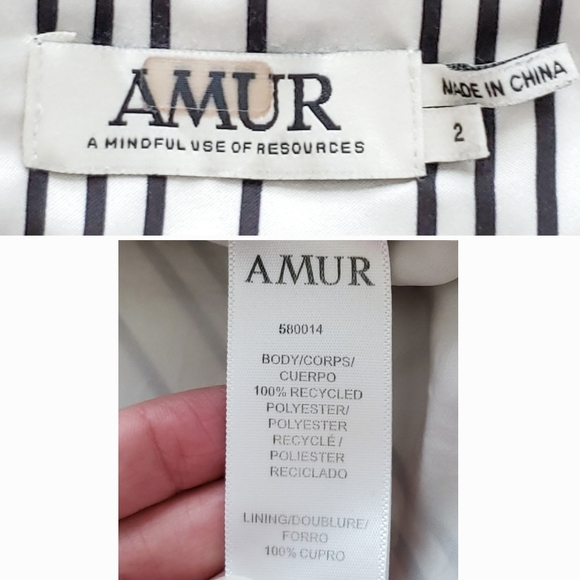 Amur Satin Black & White Striped Off-Shoulder Ruffle Sofie Long Sleeve Top - Picture 7 of 7